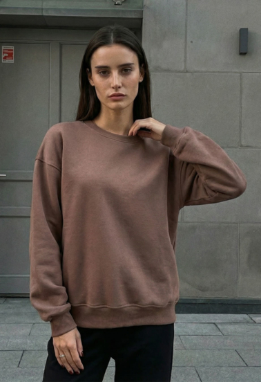 Світшот жіночий Staff brown oversize fleece коричневий бавовняний