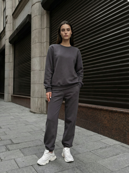 Костюм спортивний жіночий Staff fid brown zip reflective oversize