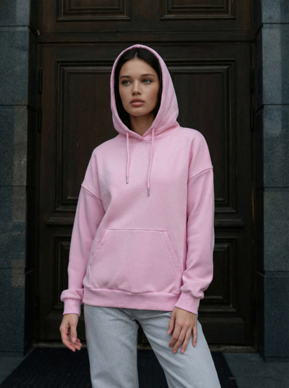 Толстовка жіноча Staff lav pink oversize рожева оверсайз бавовняна
