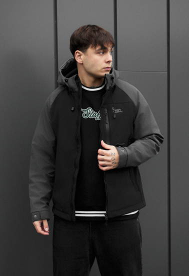 HOTLINE セミドライ　 グレー/ブラック Чоловіча куртка soft shell Staff nexa black & dark gray чорна