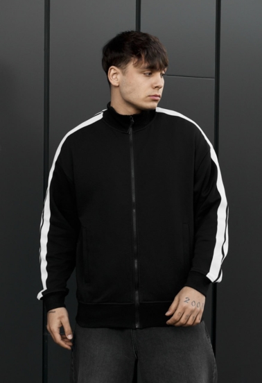 Олімпійка чоловіча Staff lok zip black oversize чорна бавовняна на