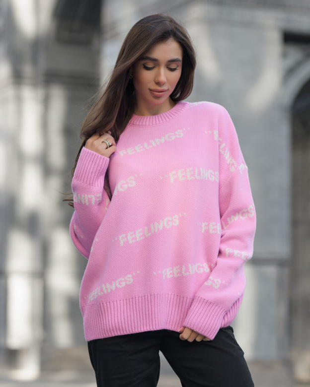 Кофта жіноча Staff feelings pink oversize рожева з надписом