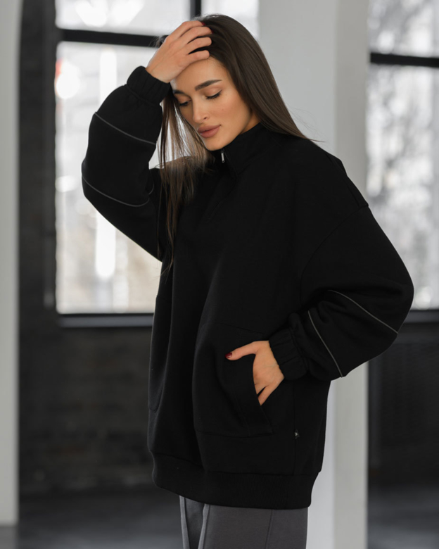 Олімпійка жіноча Staff black oversize чорна рефлективна брендова