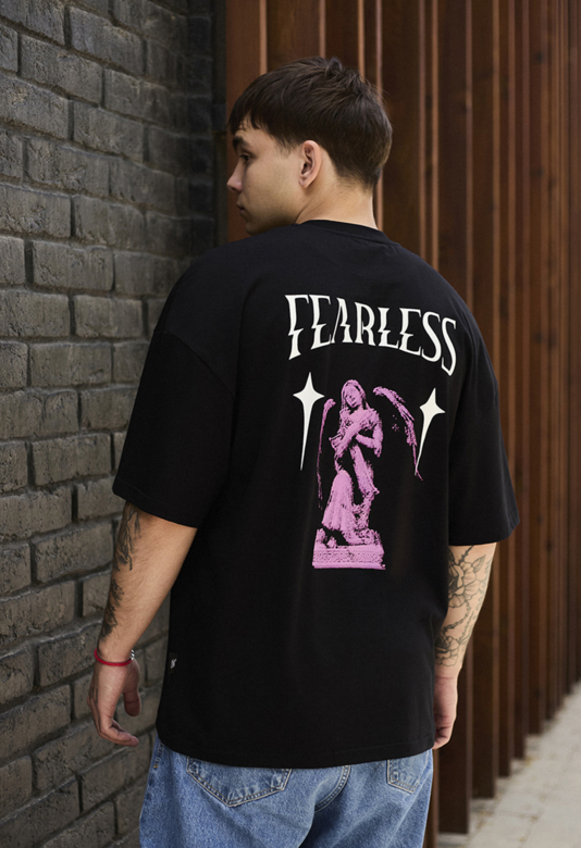 FaB Fearless Confrontation / 不敵な対立 3枚セット Чоловіча футболка Staff fearless oversize чорна з надписом для