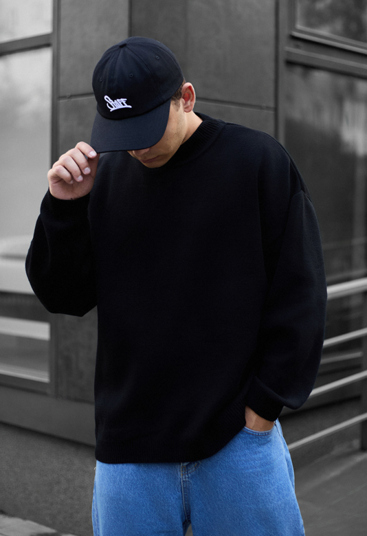 Светр чоловічий Staff all black oversize чорний однотонний для