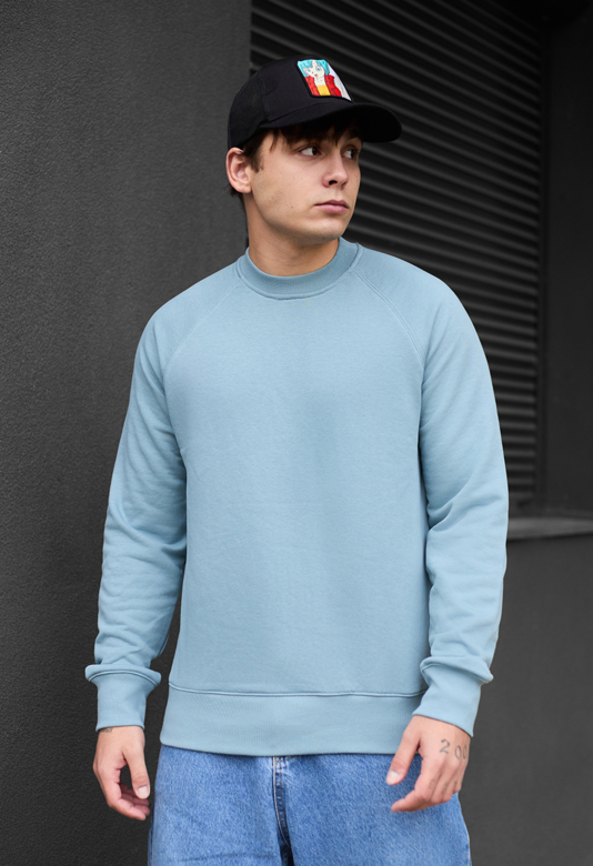 Світшот чоловічий Staff light blue Defect блакитний однотонний для