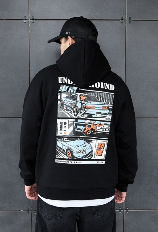 Толстовка чоловіча Staff underground oversize чорна з надписом