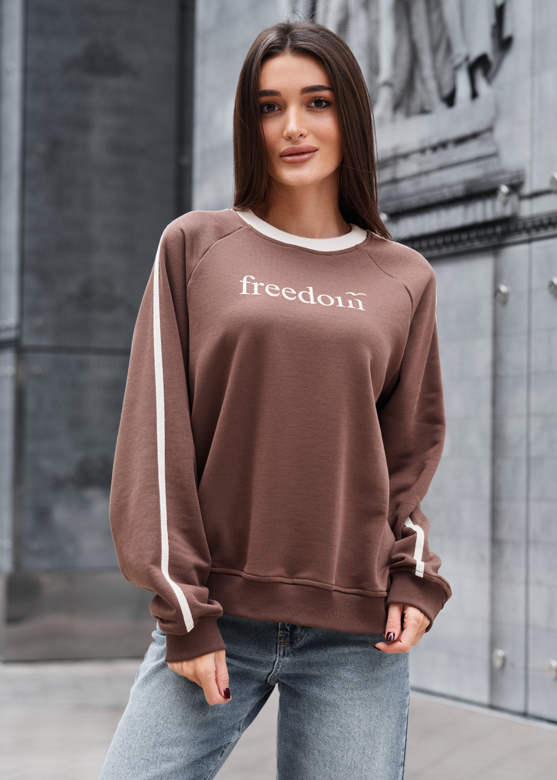 Світшот жіночий Staff freedom brown oversize коричневий з надписом
