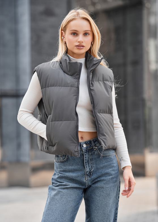 Жилетка жіноча Staff dael gray сіра утеплена демісезонна укорочена