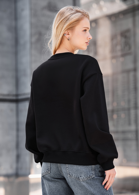 Світшот жіночий Staff s black oversize чорний оверсайз бавовняний