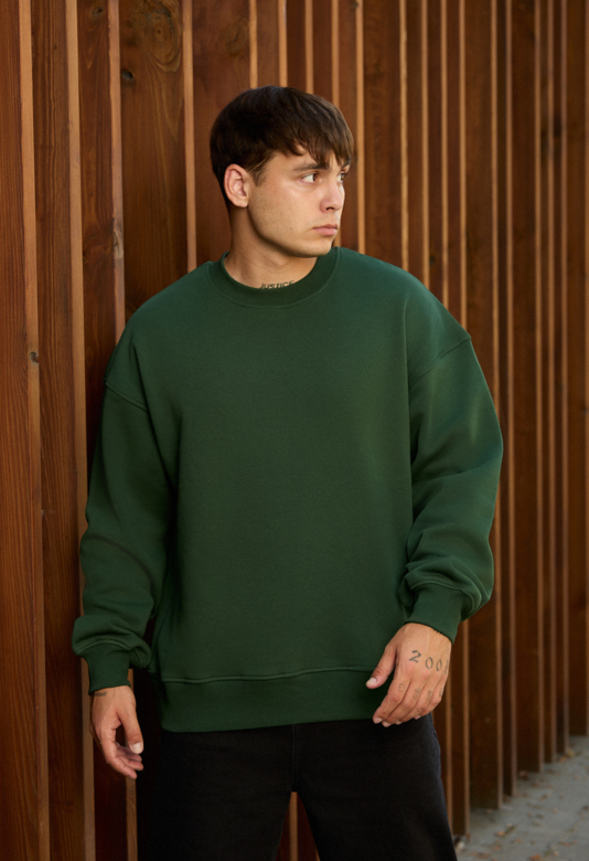 Світшот чоловічий Staff green oversize fleece зелений бавовняний
