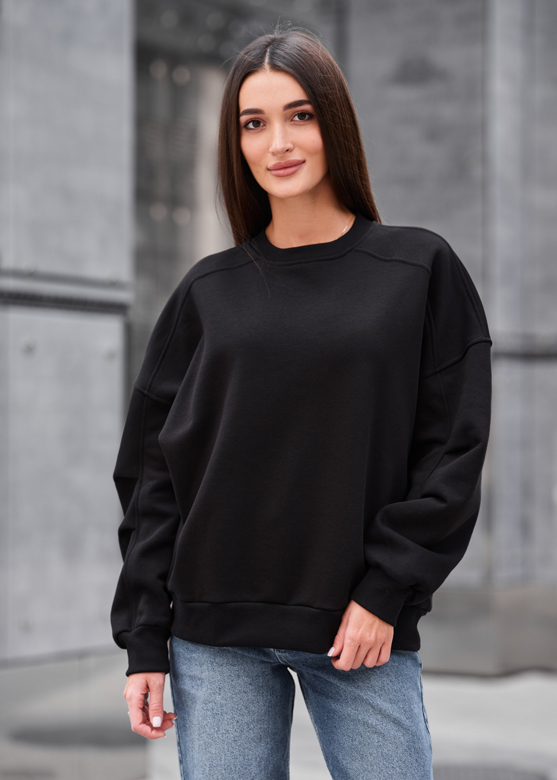 Світшот жіночий Staff black oversize fleece чорний однотонний