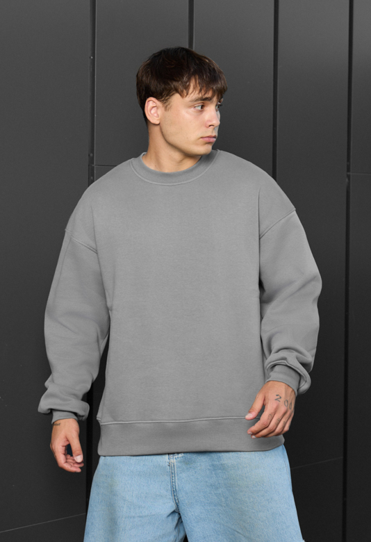 Світшот чоловічий Staff gray oversize fleece сірий оверсайз на