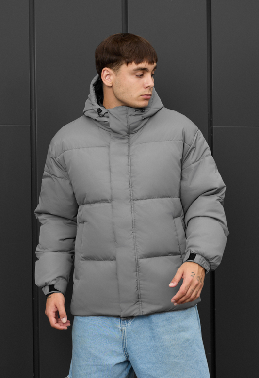 Shii　0507 Зимова куртка чоловіча Staff zyne gray oversize сіра оверсайз