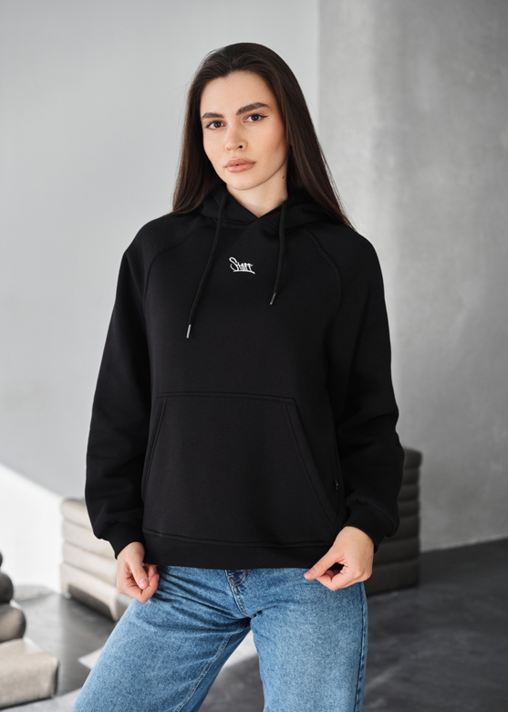 amu..ʕ•ᴥ•ʔ Толстовка жіноча Staff amu black oversize fleece чорна на флісі з