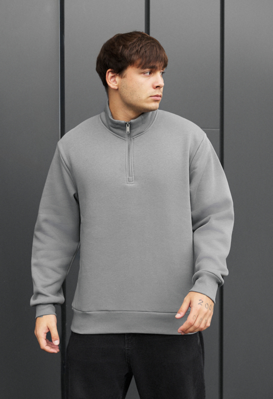 Олімпійка чоловіча Staff joi gray fleece сіра на блискавці
