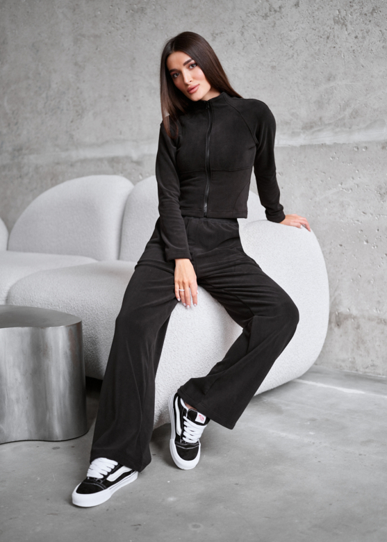Спортивний костюм жіночий Staff eno black fleece чорний реглан