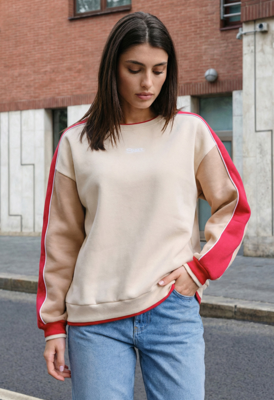 Світшот жіночий Staff in logo 2 oversize fleece бежевий/коричневий