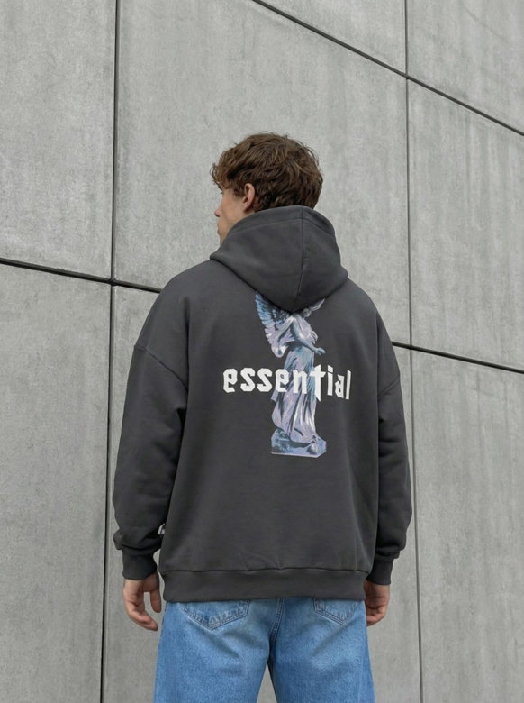 Толстовка чоловіча Staff paradise oversize fleece чорна бавовняна