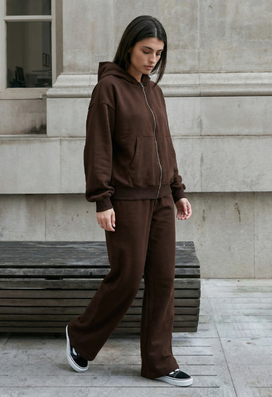 Спортивний костюм жіночий Staff fir zip brown oversize коричневий