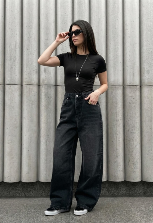 専用　ディスタン36 シン33 エスト黒　セット Джинси жіночі Staff 3492 dark gray loose fit темно-сірі брендові
