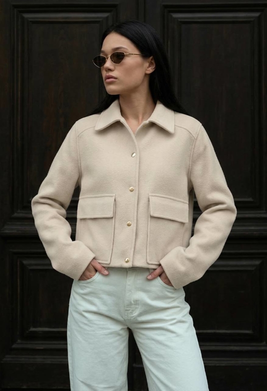 Жіноча куртка Staff sa light beige світло-бежева коротка