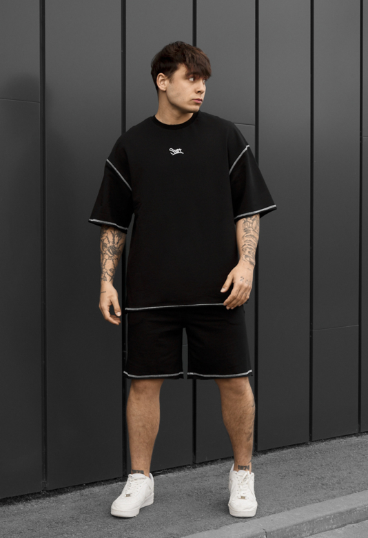 Шорти і футболка чоловічі Staff black logo lio oversize чорні на