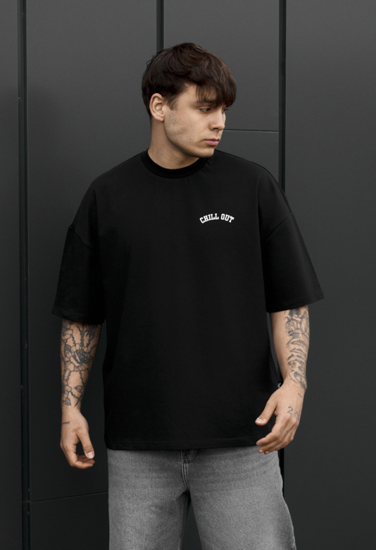 Футболка чоловіча Staff original oversize чорна з логотипом з