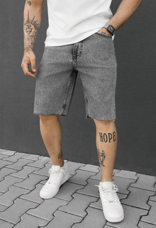 Шорти чоловічі Staff 13 gray baggy сірі джинсові бавовняні широкі