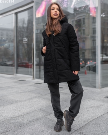 Женская зимняя куртка Staff black long velur