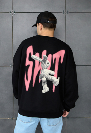 Світшот чоловічий Staff bunny oversize чорний з принтом брендовий