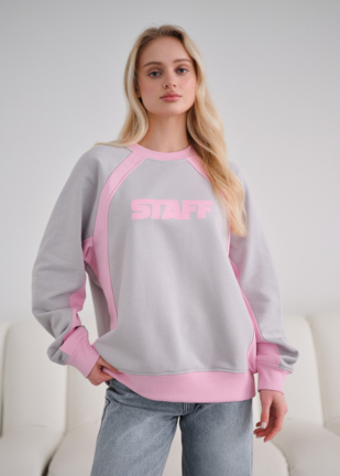 Жіночий світшот Staff ost light gray & pink oversize