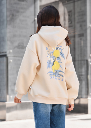 Худі жіноче Staff gardens oversize fleece молочного кольору з