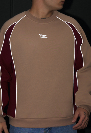 Світшот чоловічий Staff lur beige & bordo reflective oversize