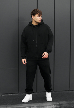 Спортивний костюм Staff wit zip black oversize fleece