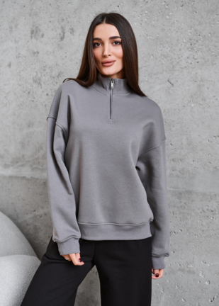 Олімпійка жіноча Staff le gray oversize fleece сіра на блискавці