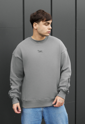 Світшот чоловічий Staff leafs & logo oversize fleece сірий