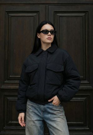 Куртка жіноча Staff fuze black oversize чорна утеплена