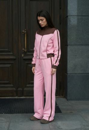 Жіночий спортивний костюм Staff bao pink & brown zip