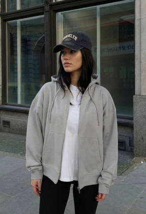 Жіноче худі Staff fiz light gray zip oversize