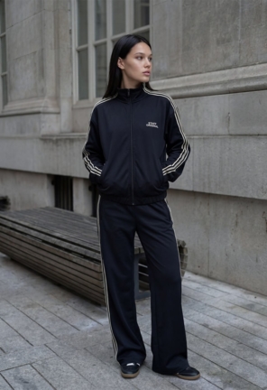 Жіночий спортивний костюм Staff vi black logo zip oversize