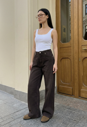 Жіночі джинси Staff 46 dark brown wide leg