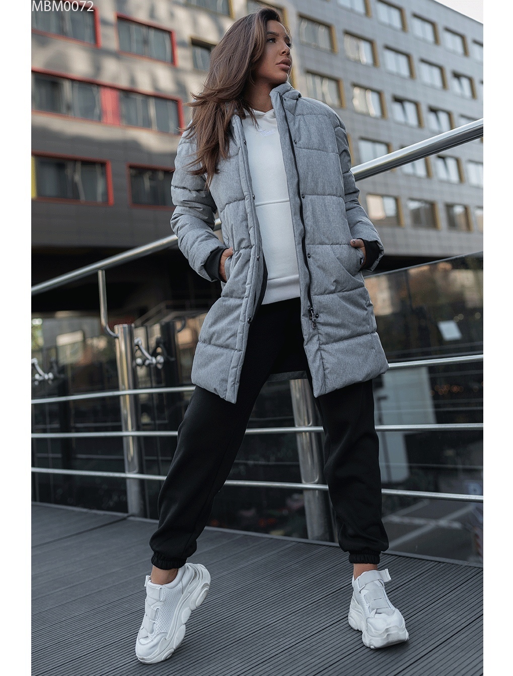 Жіноча зимова куртка Staff long gray купити в Україні. Ціни на