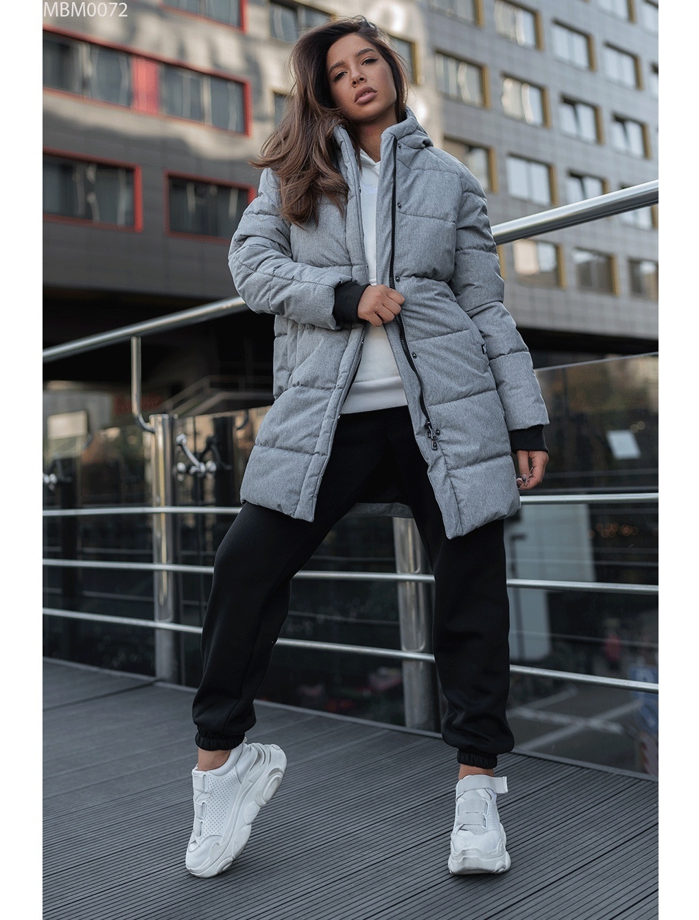 Жіноча зимова куртка Staff long gray купити в Україні. Ціни на