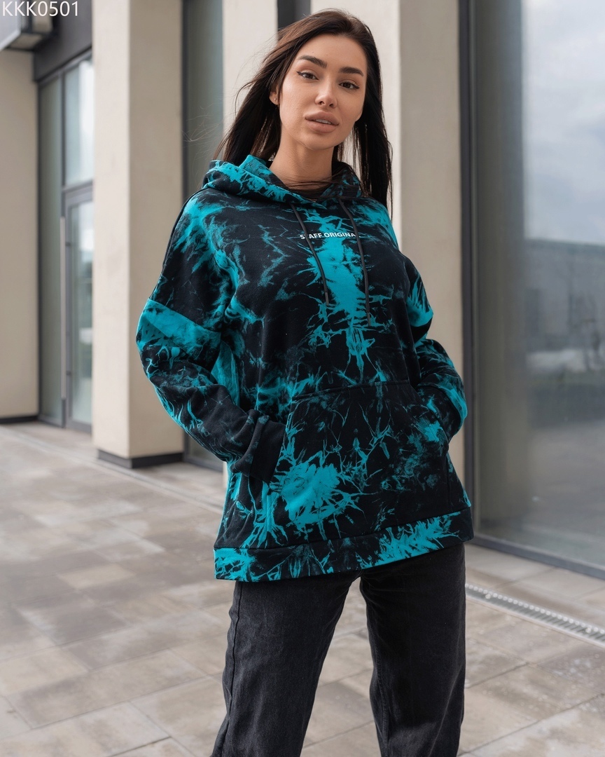 Худі жіноче з капюшоном Staff blue & black overs оверсайз з