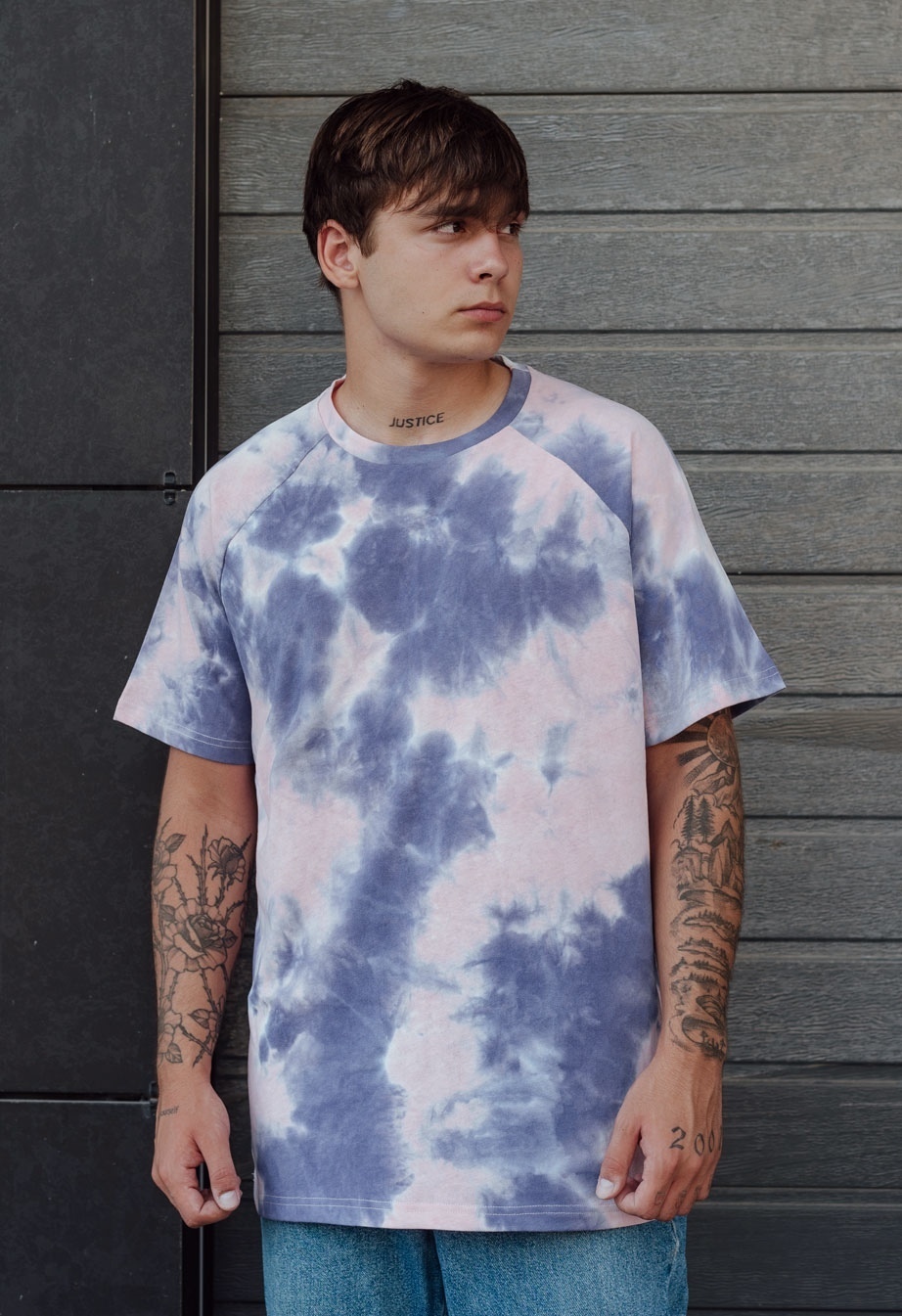 Футболка чоловіча Staff tay day blue oversize мікс кольорів стильна тай ...