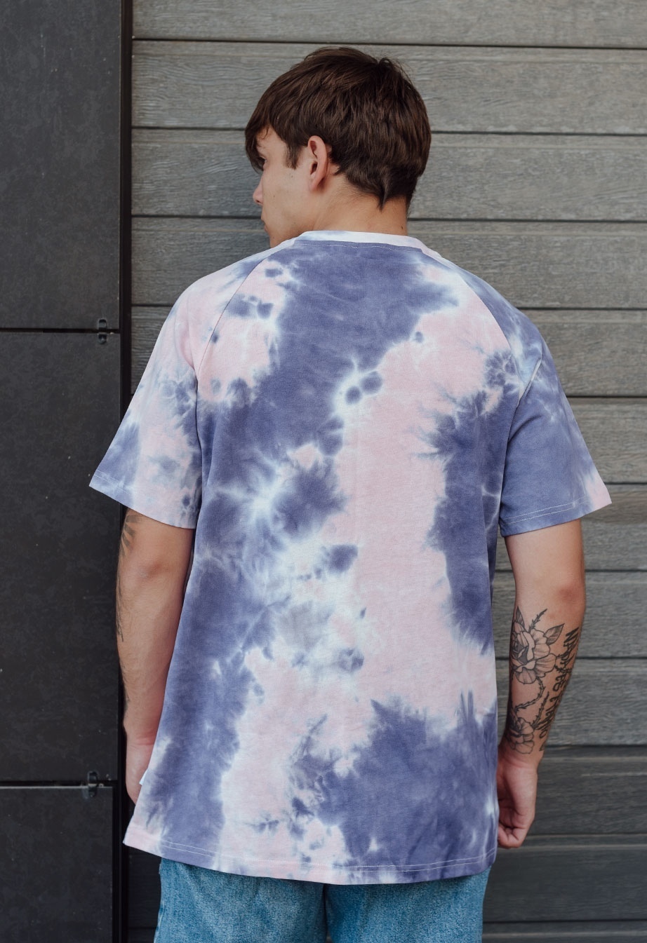 Футболка чоловіча Staff tay day blue oversize мікс кольорів стильна тай ...