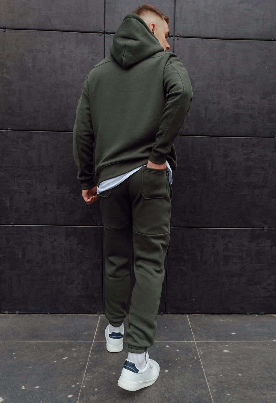 Спортивний костюм чоловічий Staff khaki logo fleece хакі недорогий на ...