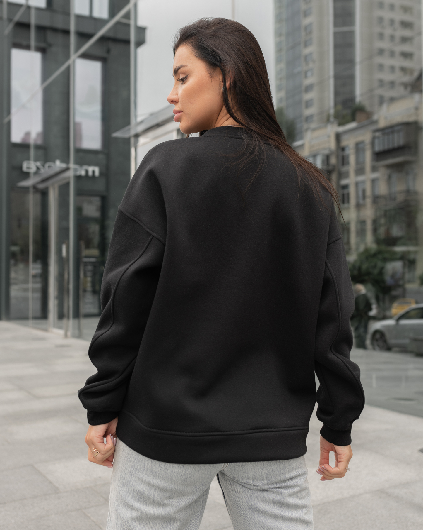 Світшот жіночий Staff basic black oversize fleece чорний оверсайз