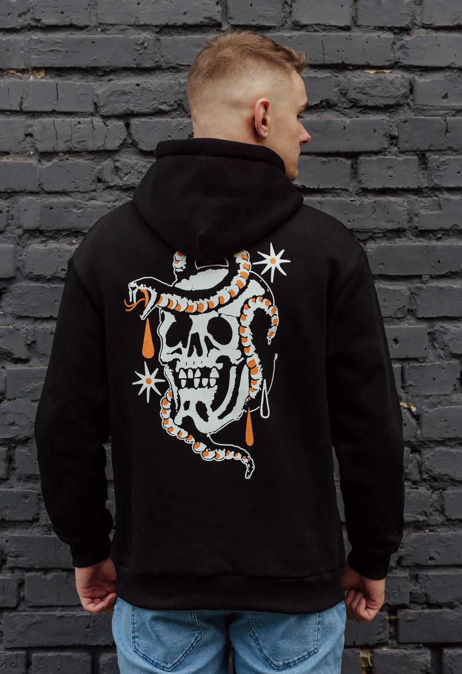 ThugNa'maria'Shop Толстовка чоловіча Staff skull & snake oversize чорна оверсайз з